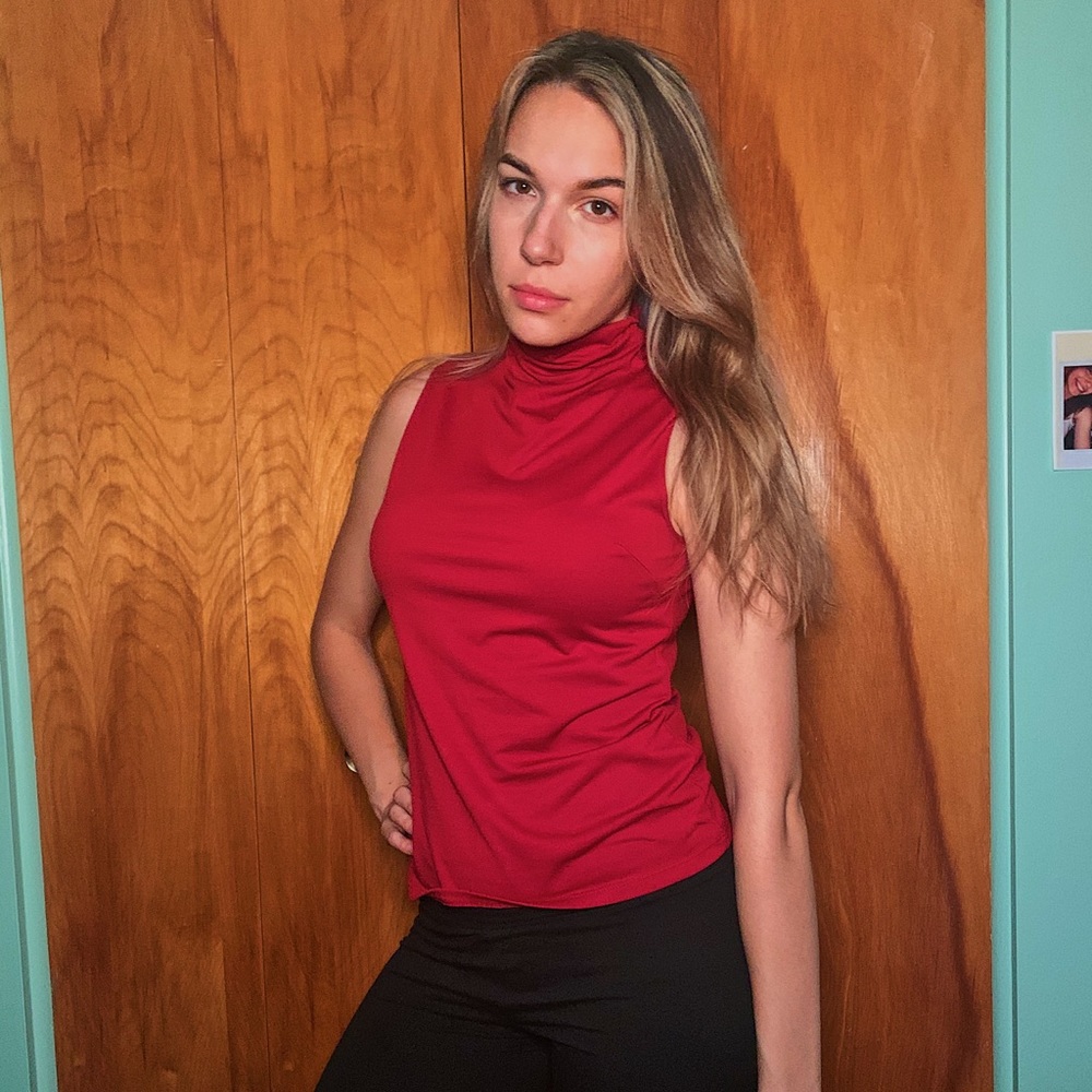 Red Mock Turtle Neck - Picture 2 of 3